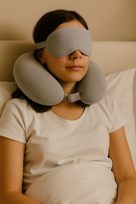 Neck Pillow & Eye Mask Combo for Travel – Soft Memory Foam Support & Light Blocking Sleep Mask